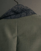 "PRADA" 2012AW Wool-mohair tailored jacket with contrast collar detail