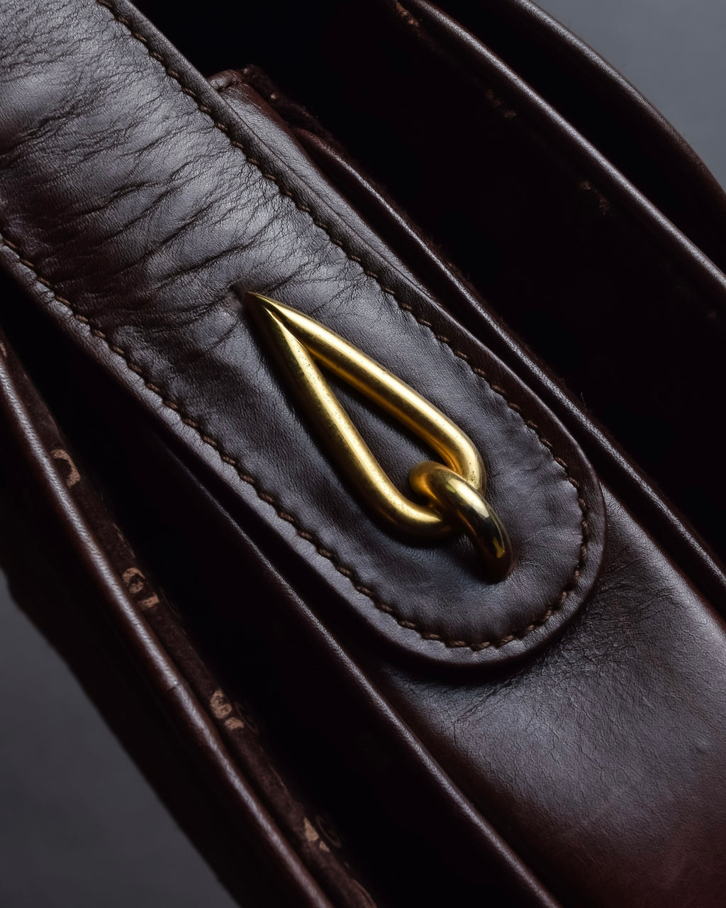 "GUCCI" 70's Embossed suede flap shoulder bag