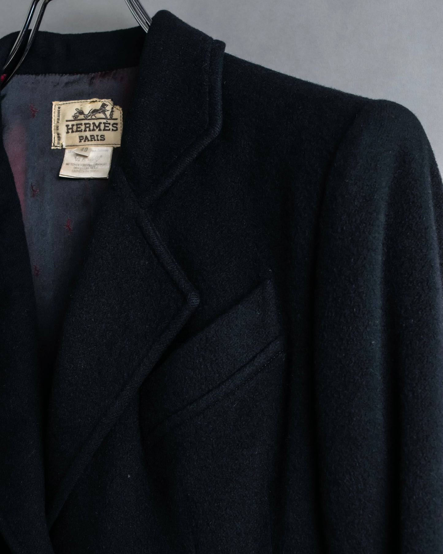 "HERMES" 100% cashmere shaped tailored jacket