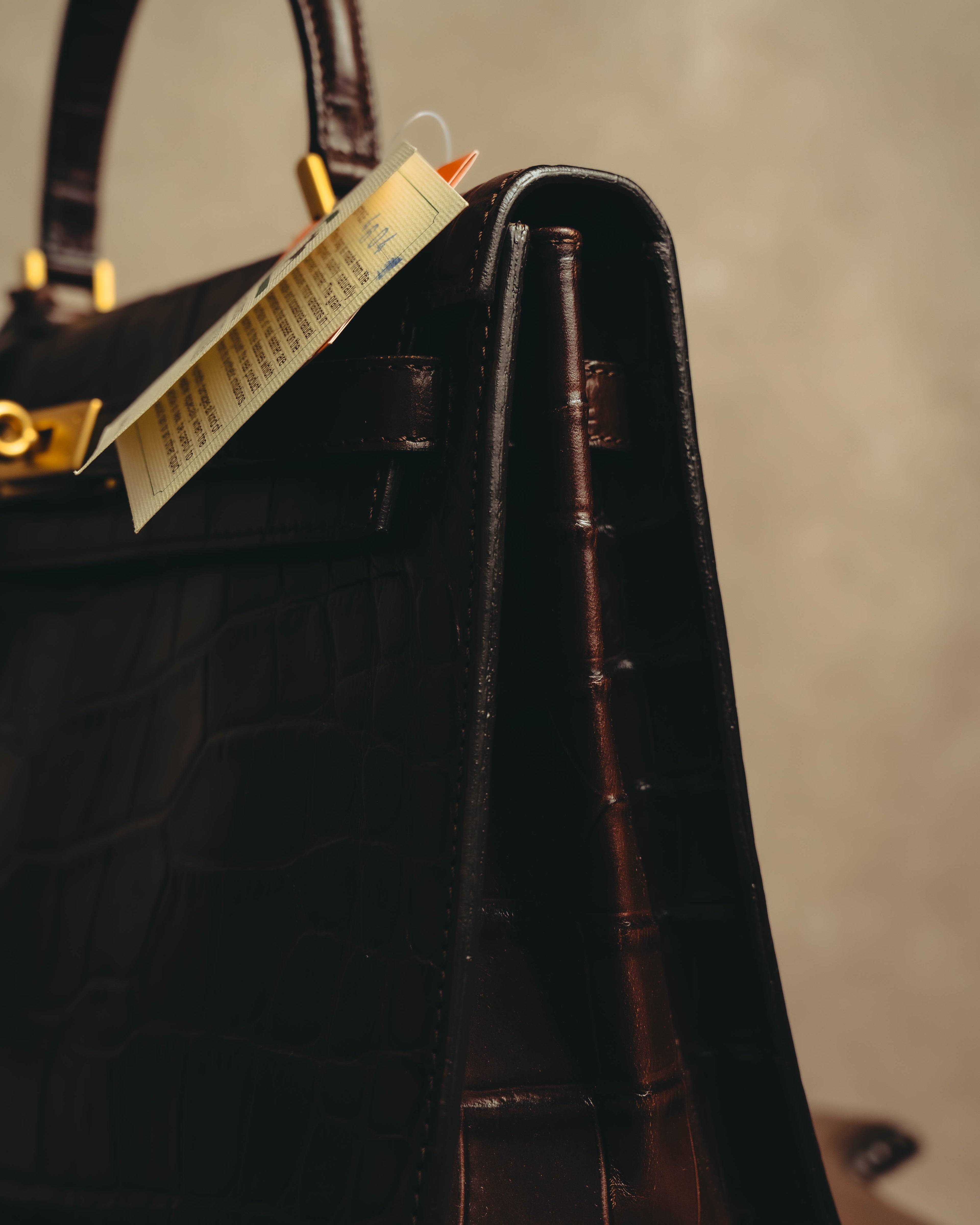 -SPECIAL- "CRISTIAN FLORENCE" 90's-00's Classic crocodile embossed leather structured top handle bag