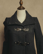 “miu miu” 00’s-10’s Wool angora leather buckle coat