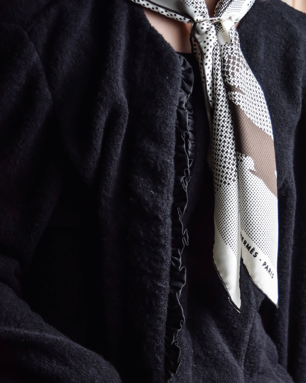 "GIANFRANCO FERRE" Structured wool satin ruffle inner detail set up