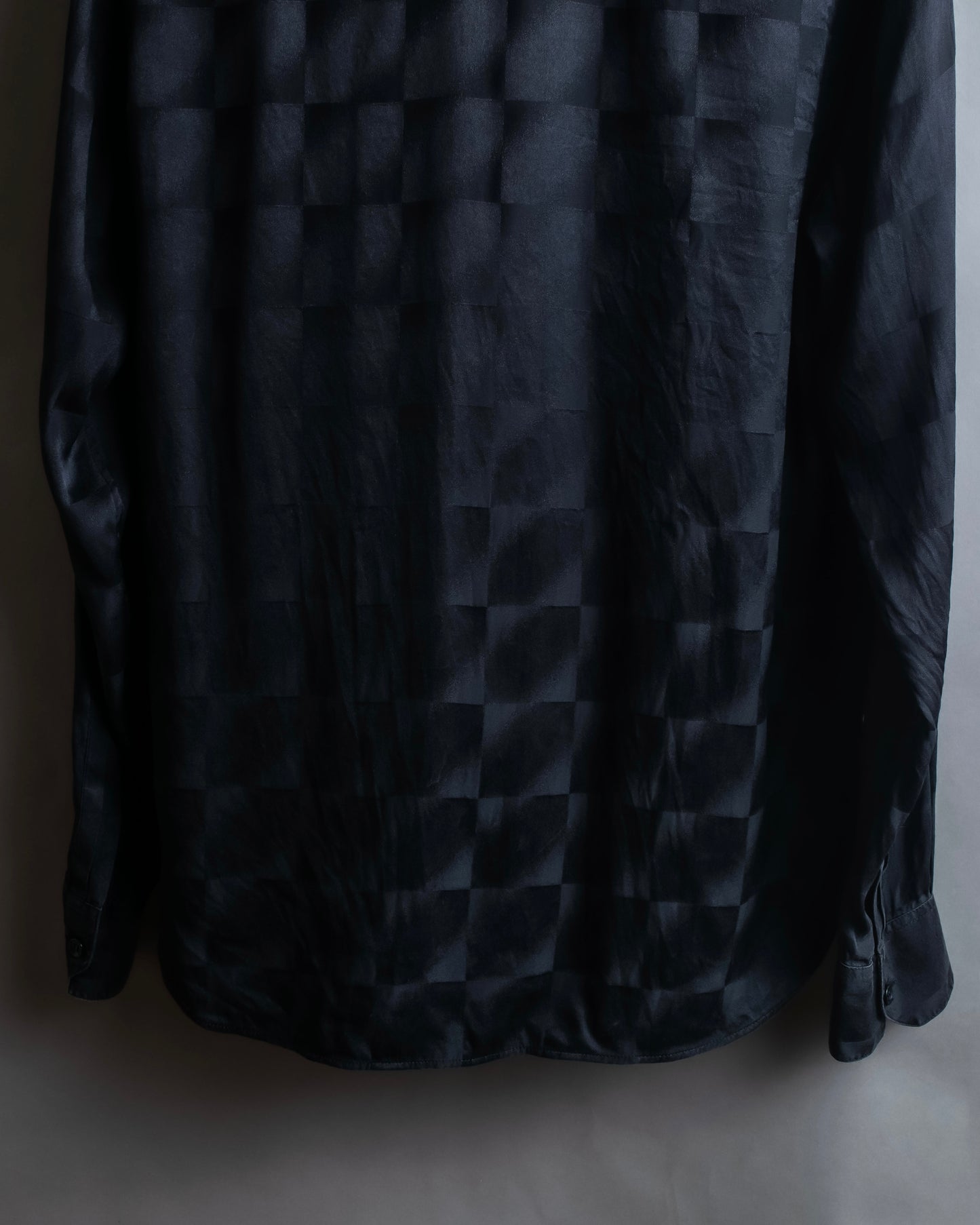 "Saint Laurent Paris" Geometric pattern fly front silk shirt