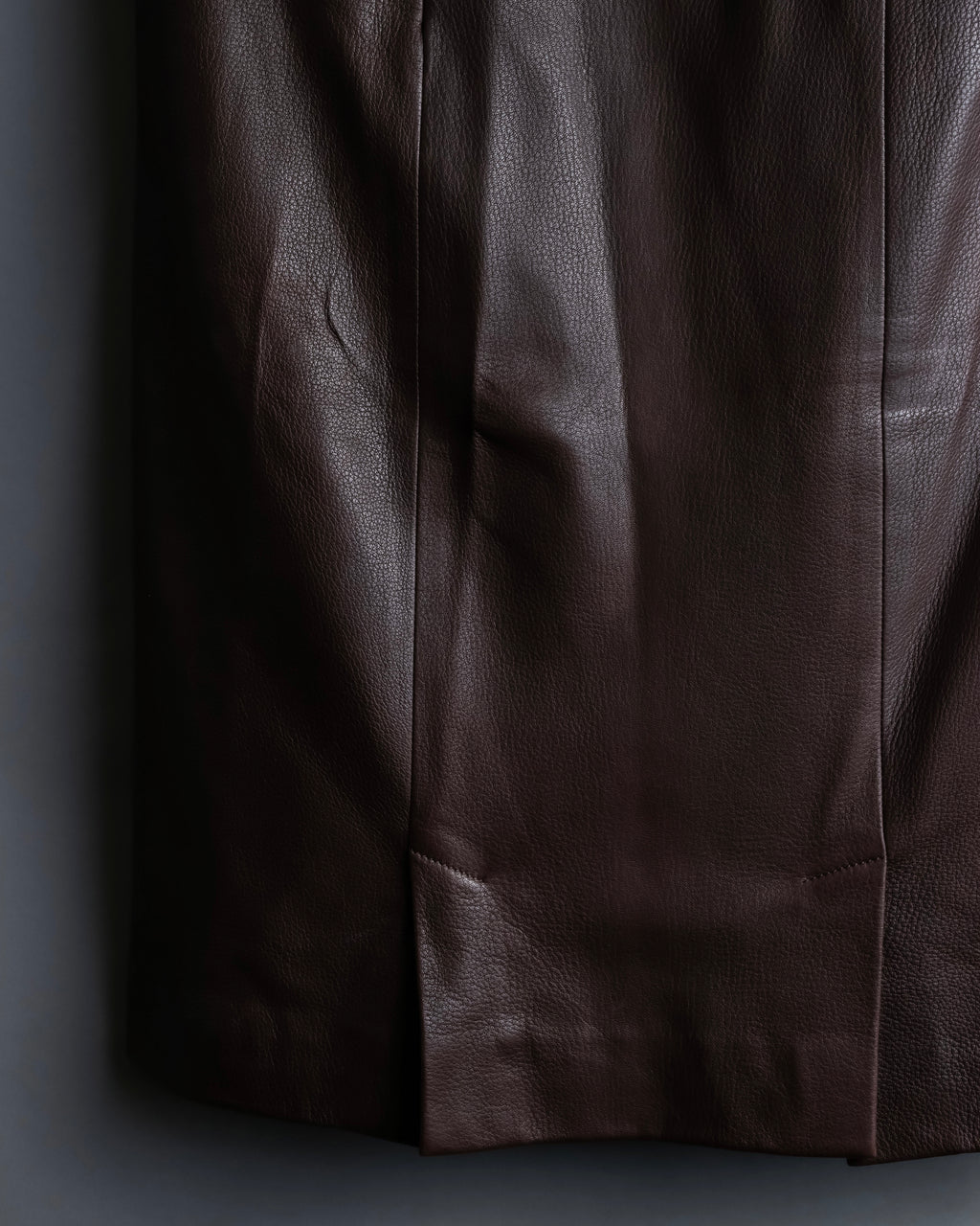 "Hermes by Gaultier" Round Pocket Wine Red Leather Skirt