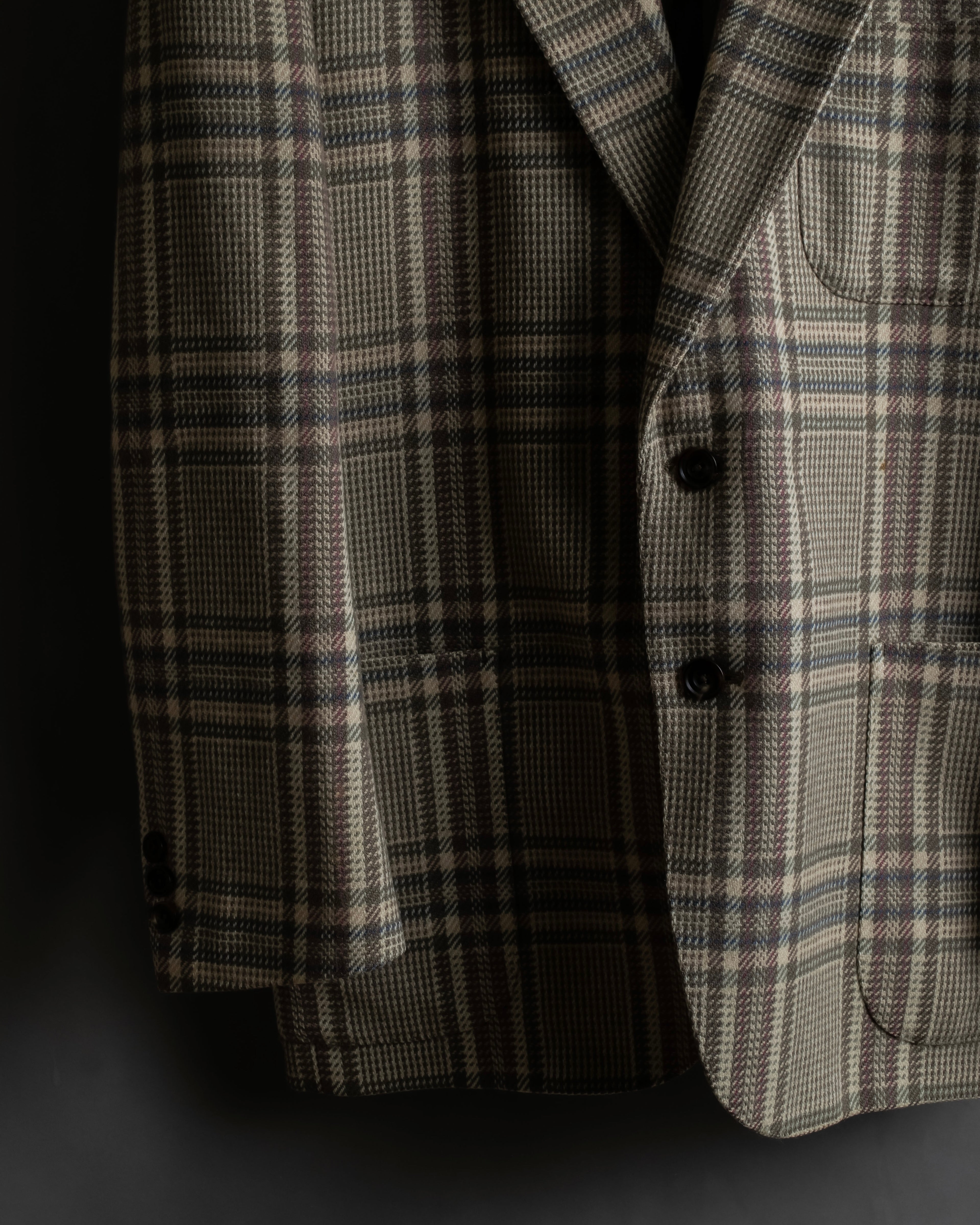 "BURBERRYS" Windowpane pattern tweed tailored jacket