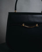 "PIERRE BALMAIN" 80’s-90’s box calf gold bar top handle bag