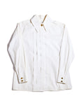 CHANEL/  Front Pleats Designed Fly Front Shirt with Gold CC Button
