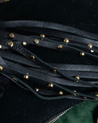 "MICHEAL KORS" Crescent fringe leather braided design shoulder bag