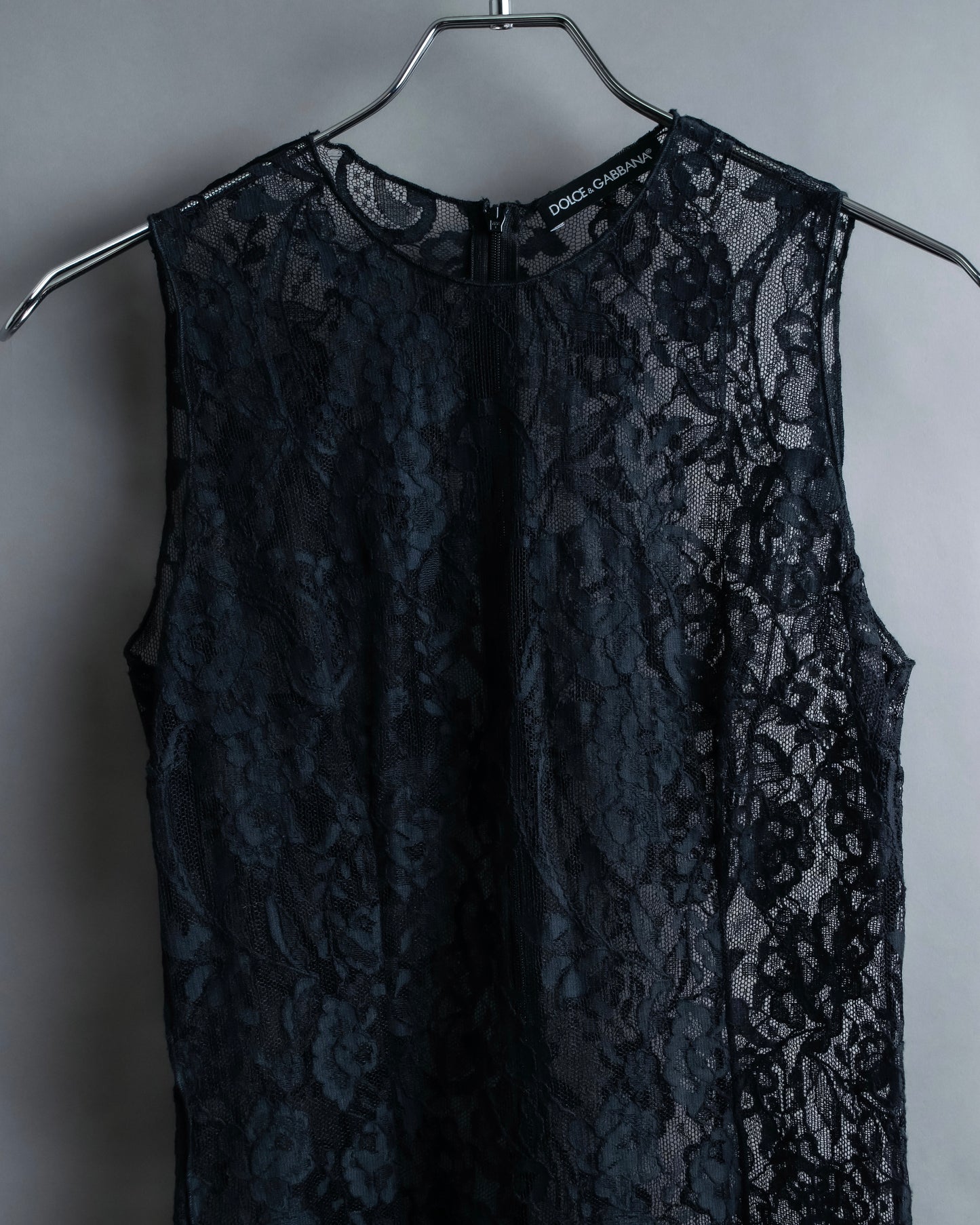 "D&G" Botanical pattern lace shift dress