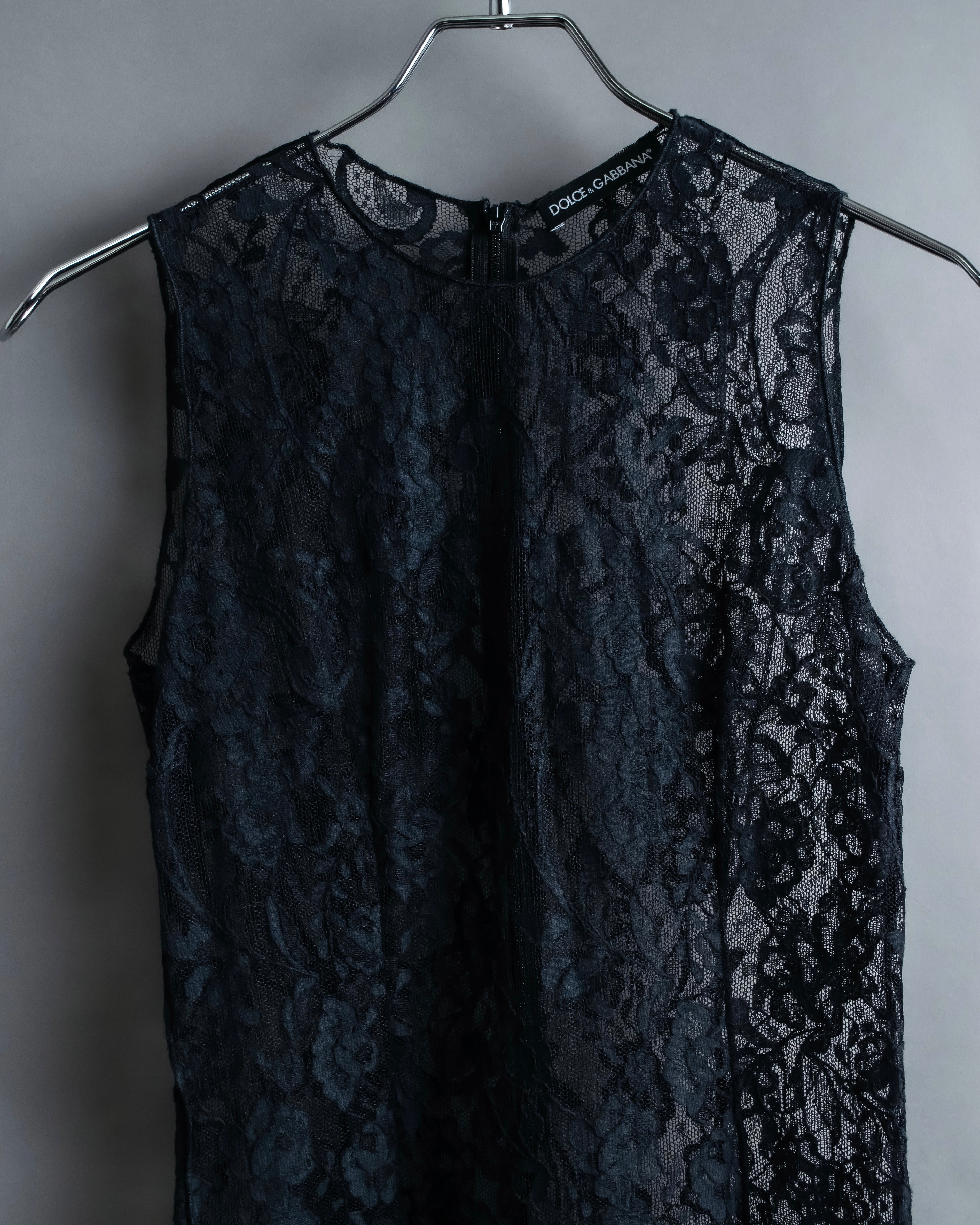 "D&amp;G" Botanical pattern lace shift dress