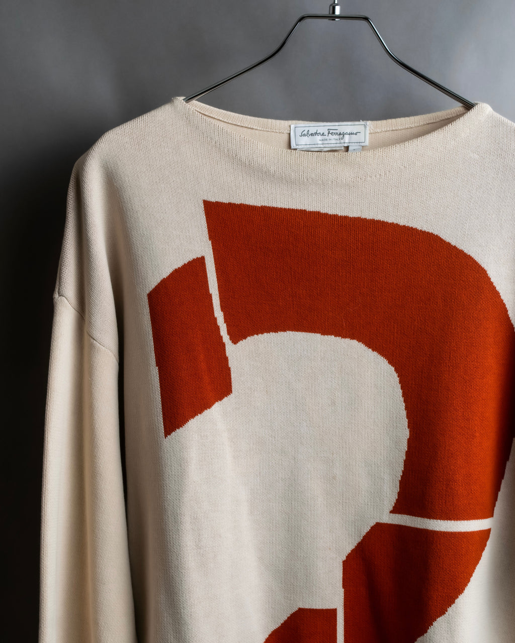 "Salvatore Ferragamo" 2 numbering graphic design intarsia knit
