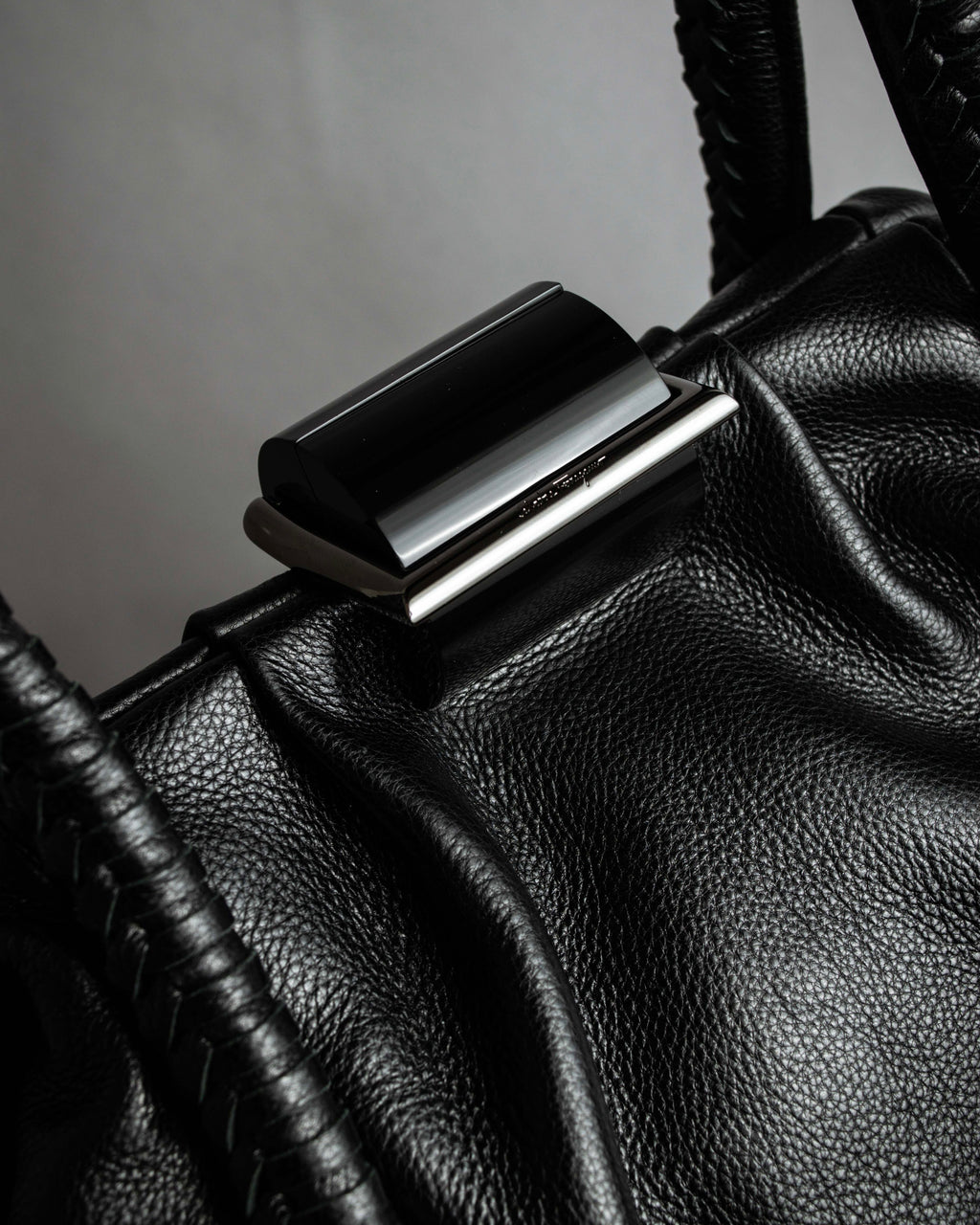 "Salvatore Ferragamo" Draping design lace-up detail leather bag