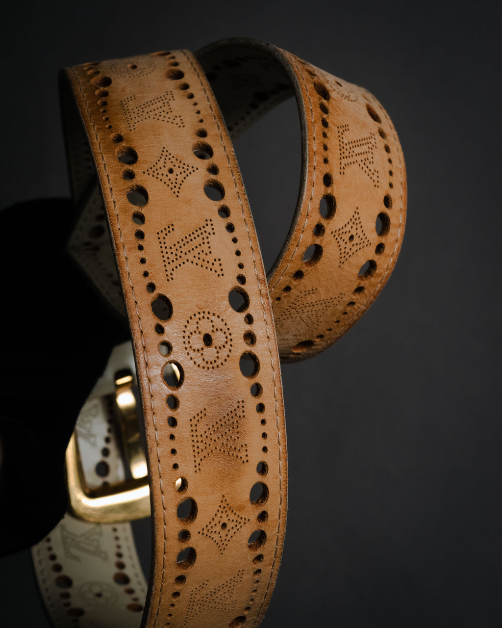 "LOUIS VUITTON" 00’s perforated monogram leather belt