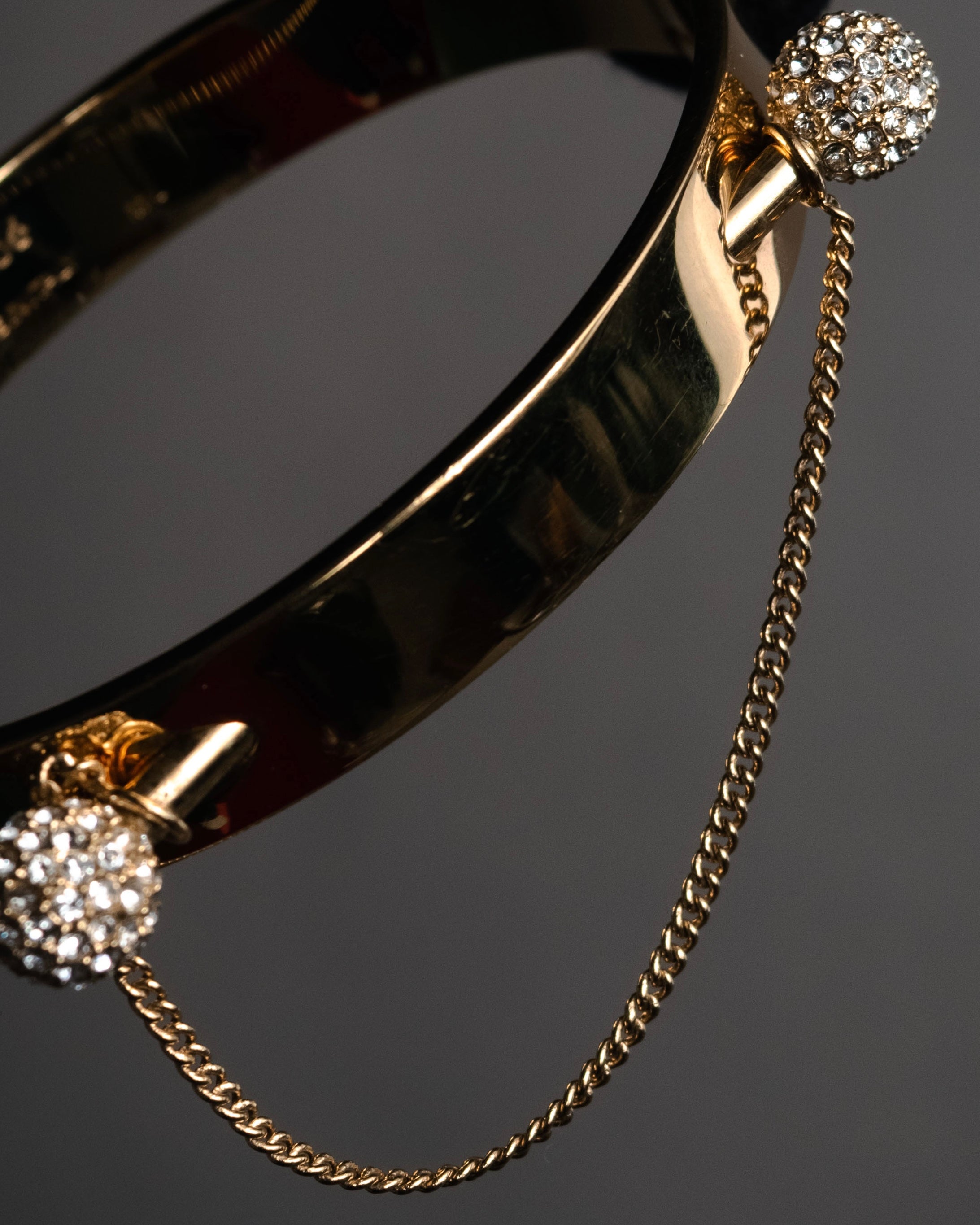 Chloe - Crystal Sphere Chain Bangle Bracelet - Gold - 2010s