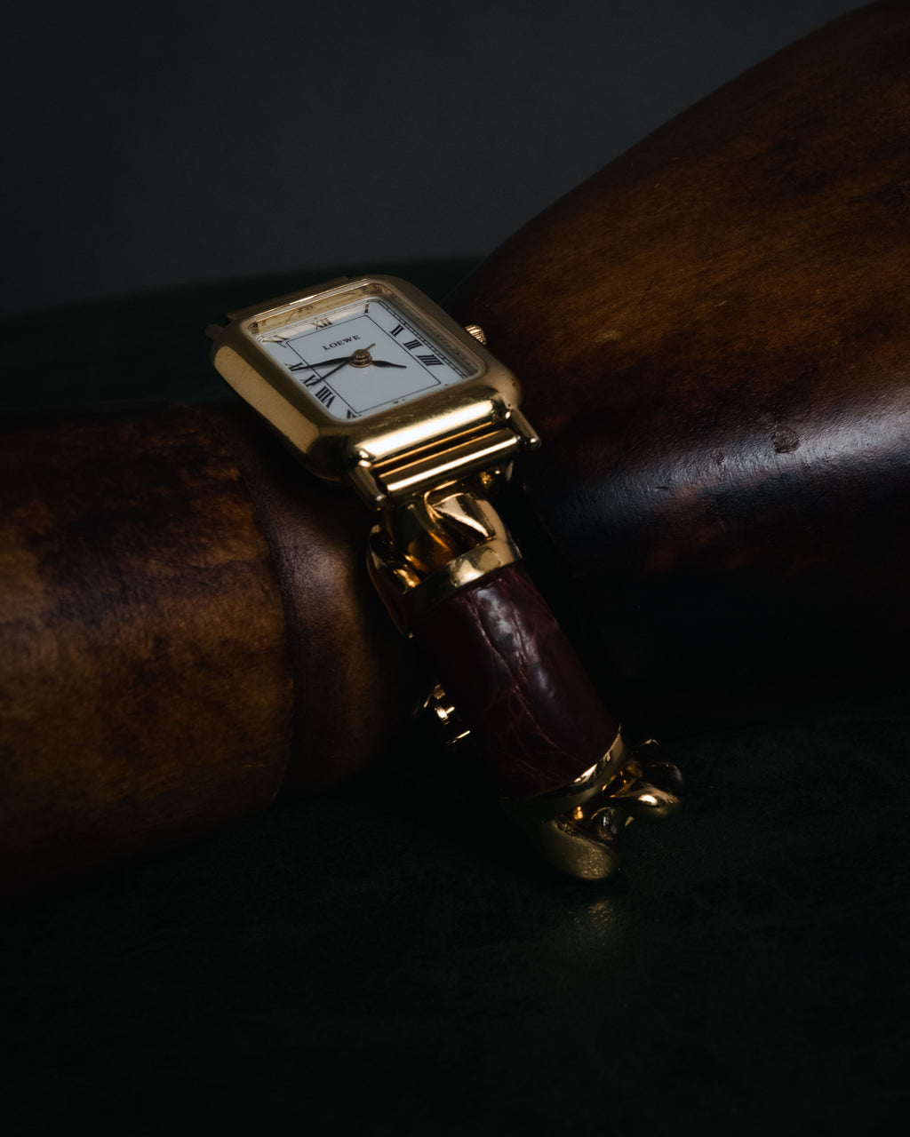 –SPECIAL– "LOEWE" 80’s-90’s Rectangular anagram bangle bracelet watch