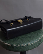 "Christian Dior" Structured flap design gold clasp leather bag