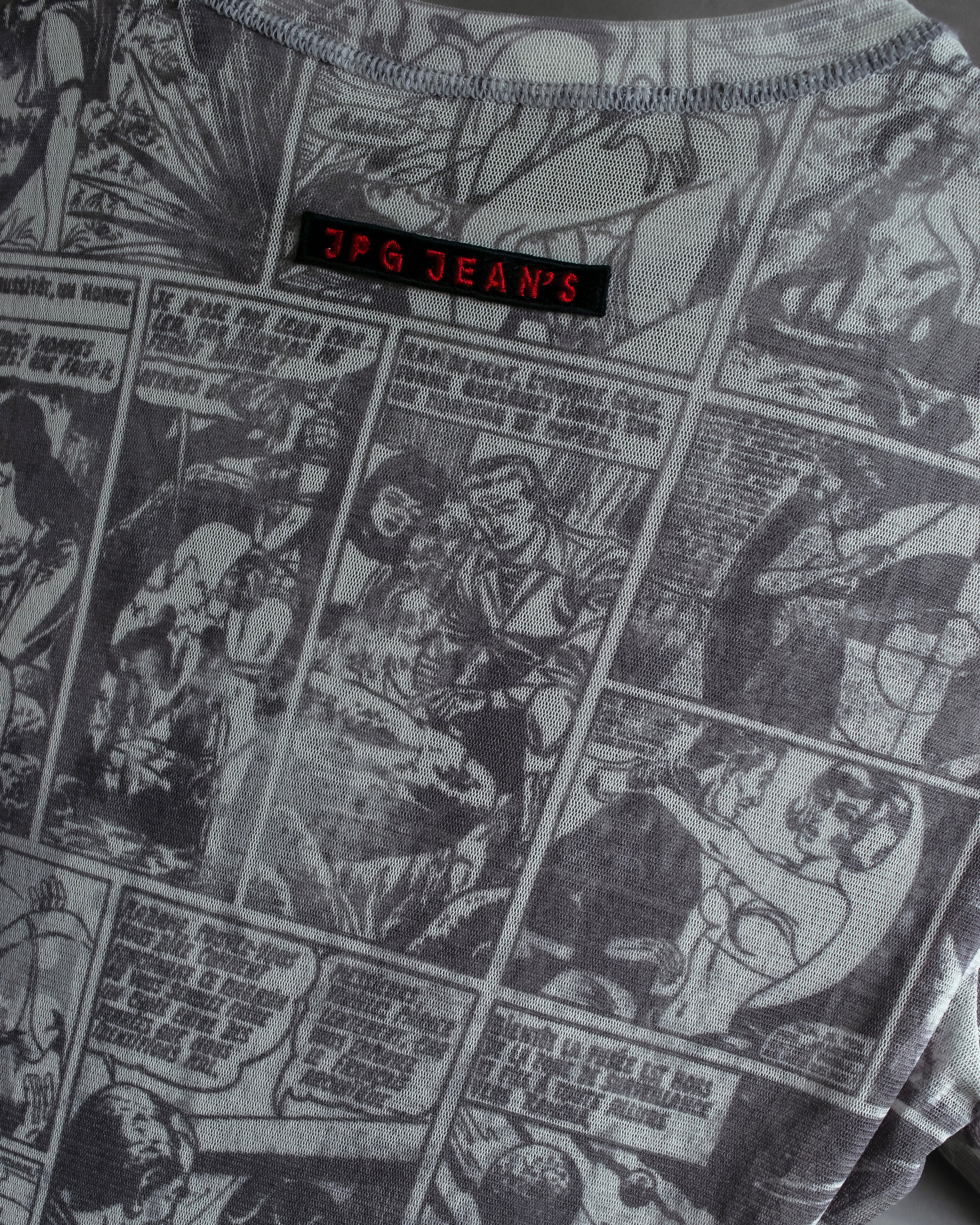 "JEAN PAUL GAULTIER JEANS" American comic book motif sheer short length pullover