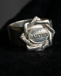 "JEAN PAUL GAULTIER" Logo engraved oval motif silver 925 rope ring