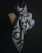 "Christian Dior" 80’s-90’s botanical dior typography silk scarf