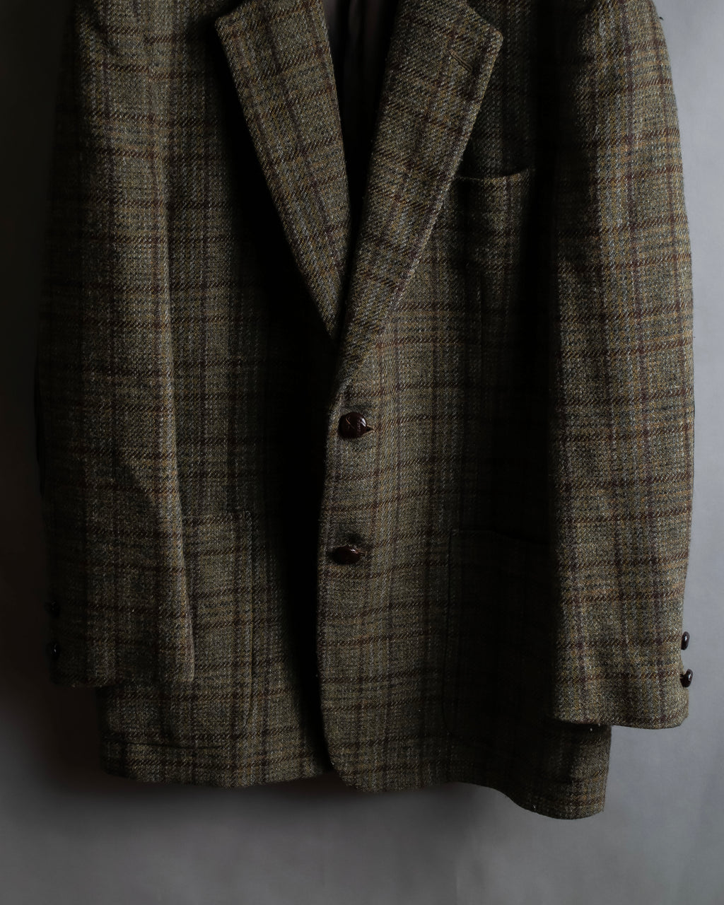 "BURBERRYS" Elbow patch design gun club check tweed jacket