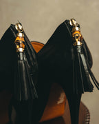-SPECIAL- "Gucci" 10's Vintage bamboo tassel leather platform booties