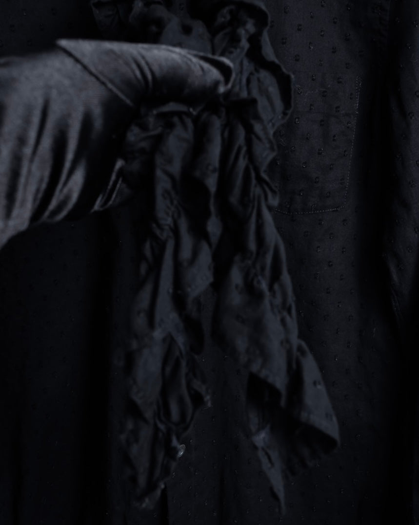 "tricot COMME des GARCONS"  80's Tiered ruffle design, dotted sheer blouse