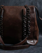"PRADA" Brown leather chain shoulder bag