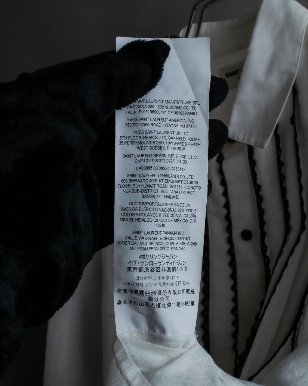 "Saint Laurent" 22SS Ribbon lace design tuxedo shirt