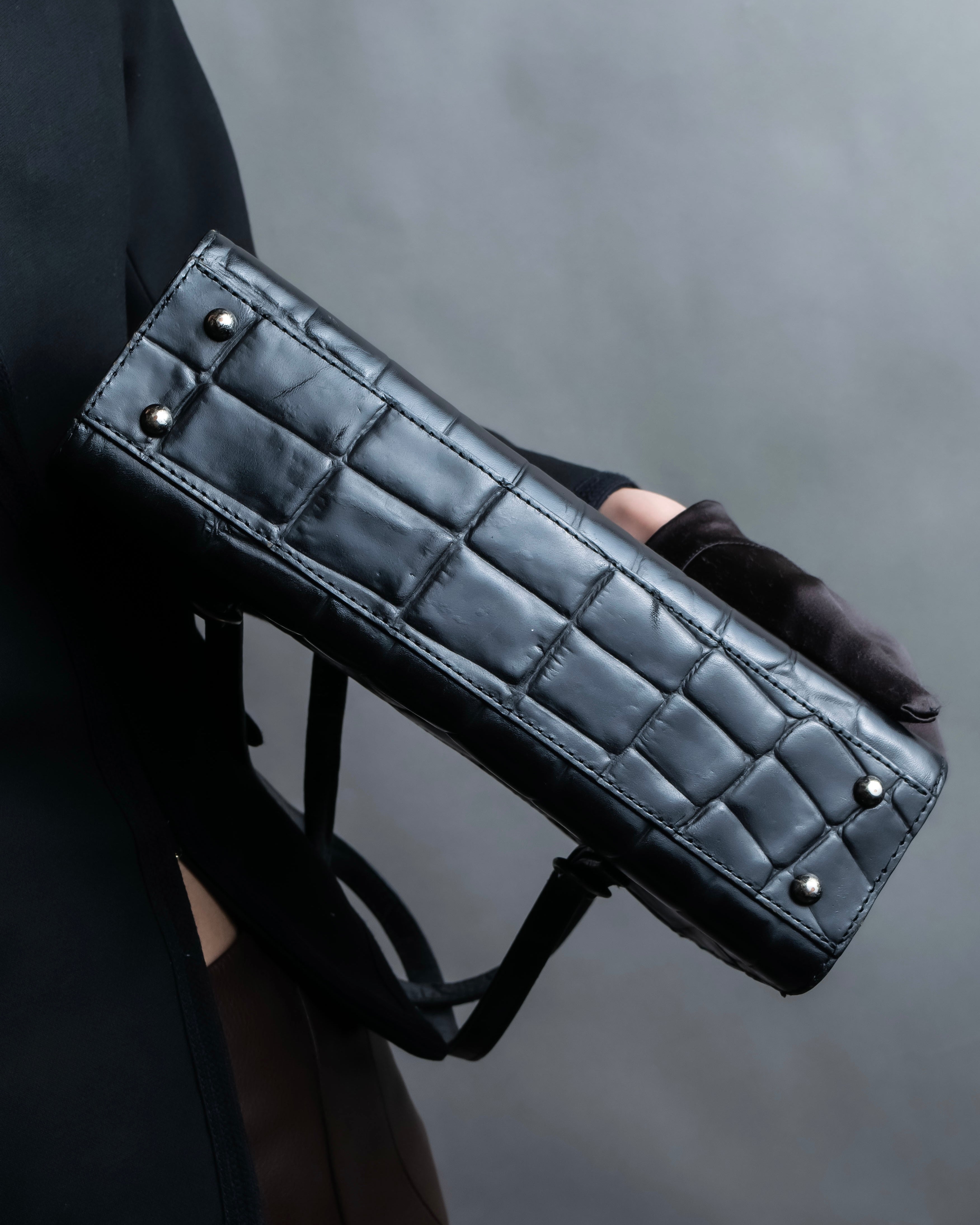 “Jean Paul Gautier” Crocodile-embossed shoulder bag