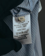 "CÉLINE" 10's Textured cotton collarless tunic shirt