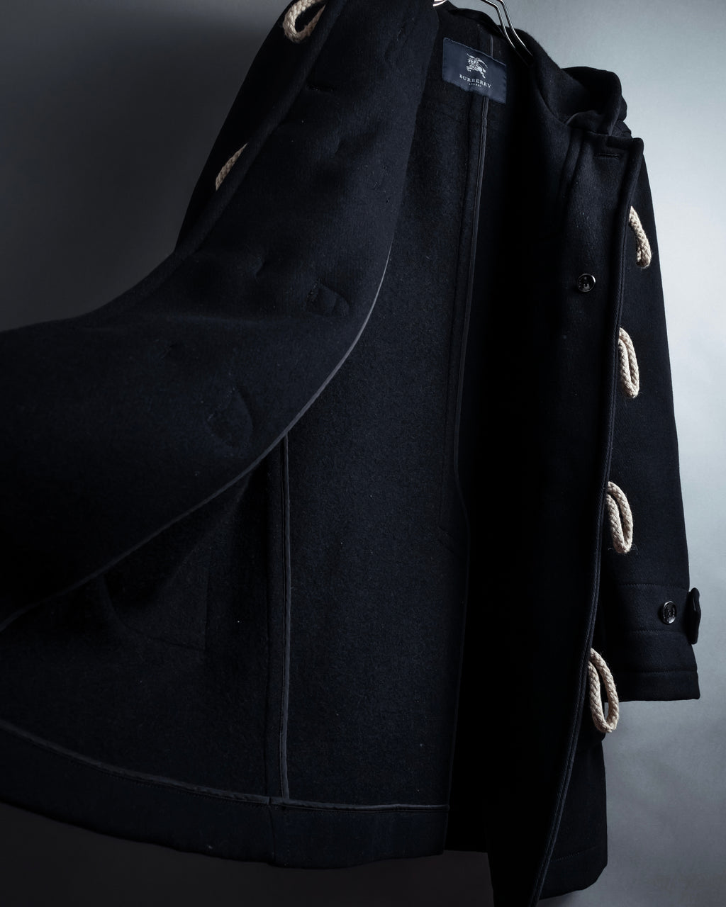 "BURBERRY" Classic detailing melton wool duffle coat