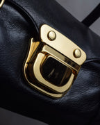 "ADMJ" Gold clasp grain leather shoulder bag