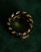 “LOEWE” 2000’s Crocodile embossed leather gold anagram ring