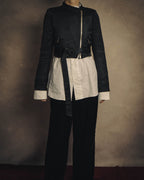 -SPECIAL- “ANN DEMEULEMEESTER” Pre-2012 asymmetric cropped satin biker jacket