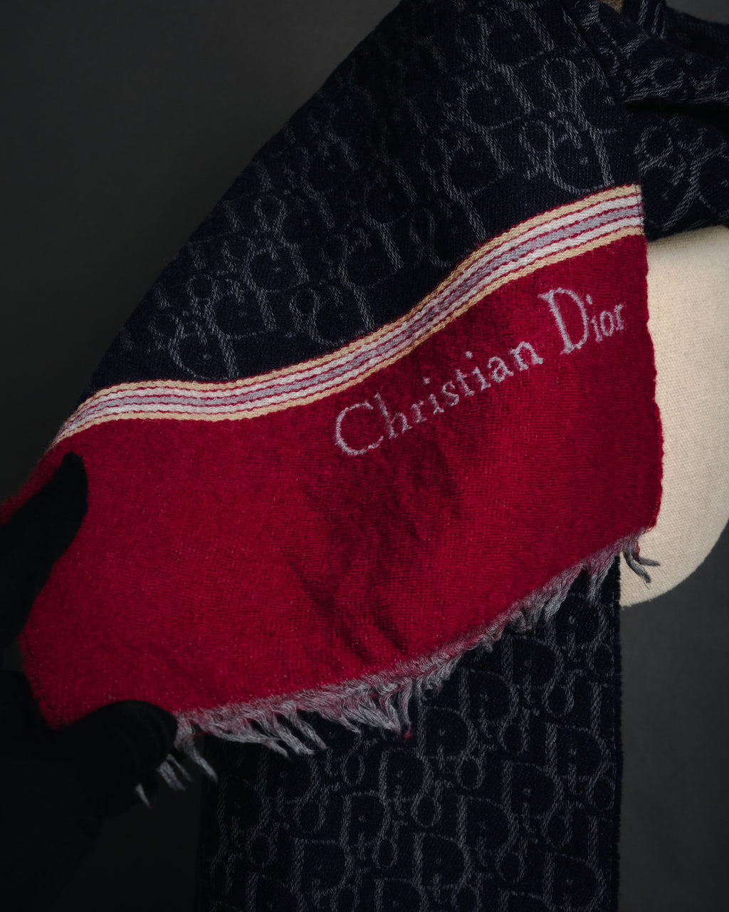"Christian Dior" 70’s-80’s oblique jacquard merino wool stole