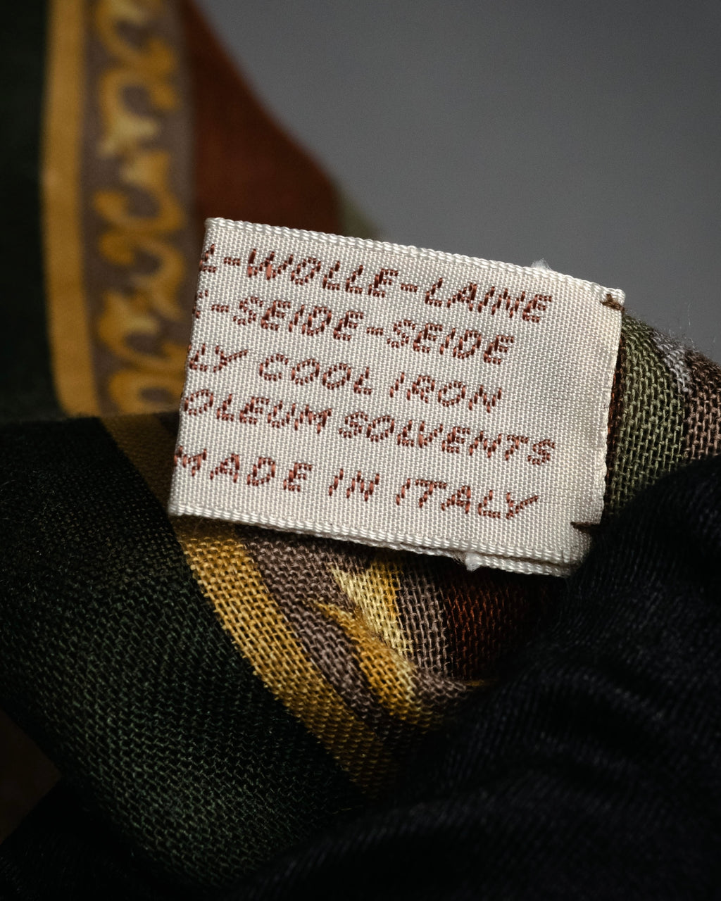 “LOEWE” 90’s–00’s Equestrian motif wool silk fringe scarf