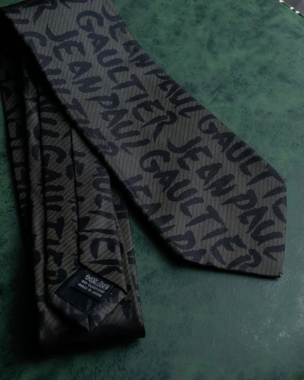 "JEAN PAUL GAULTIER" Typography logo pattern silk neck tie