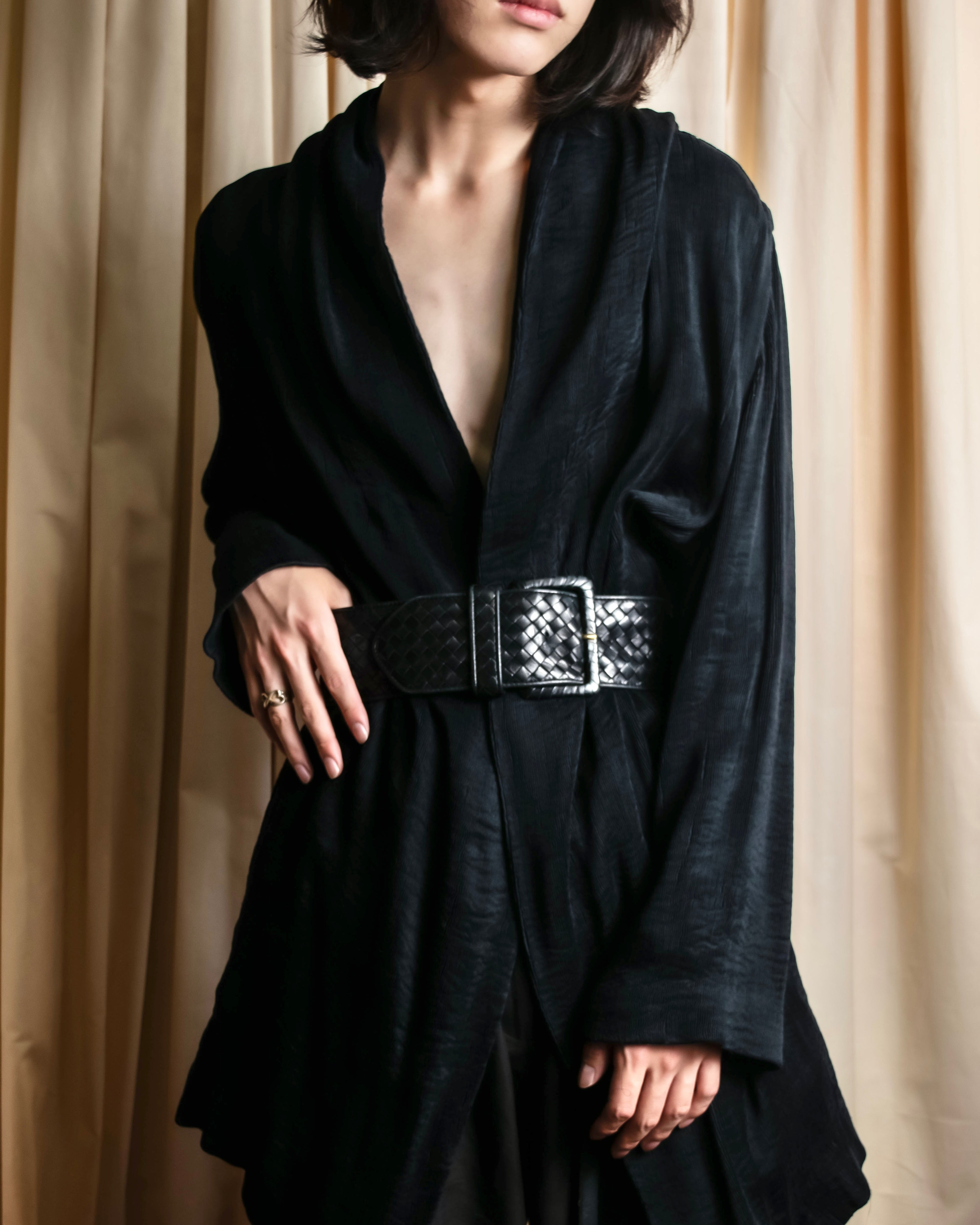 "BOTTEGA VENETA" Intrecciato style wide leather belt