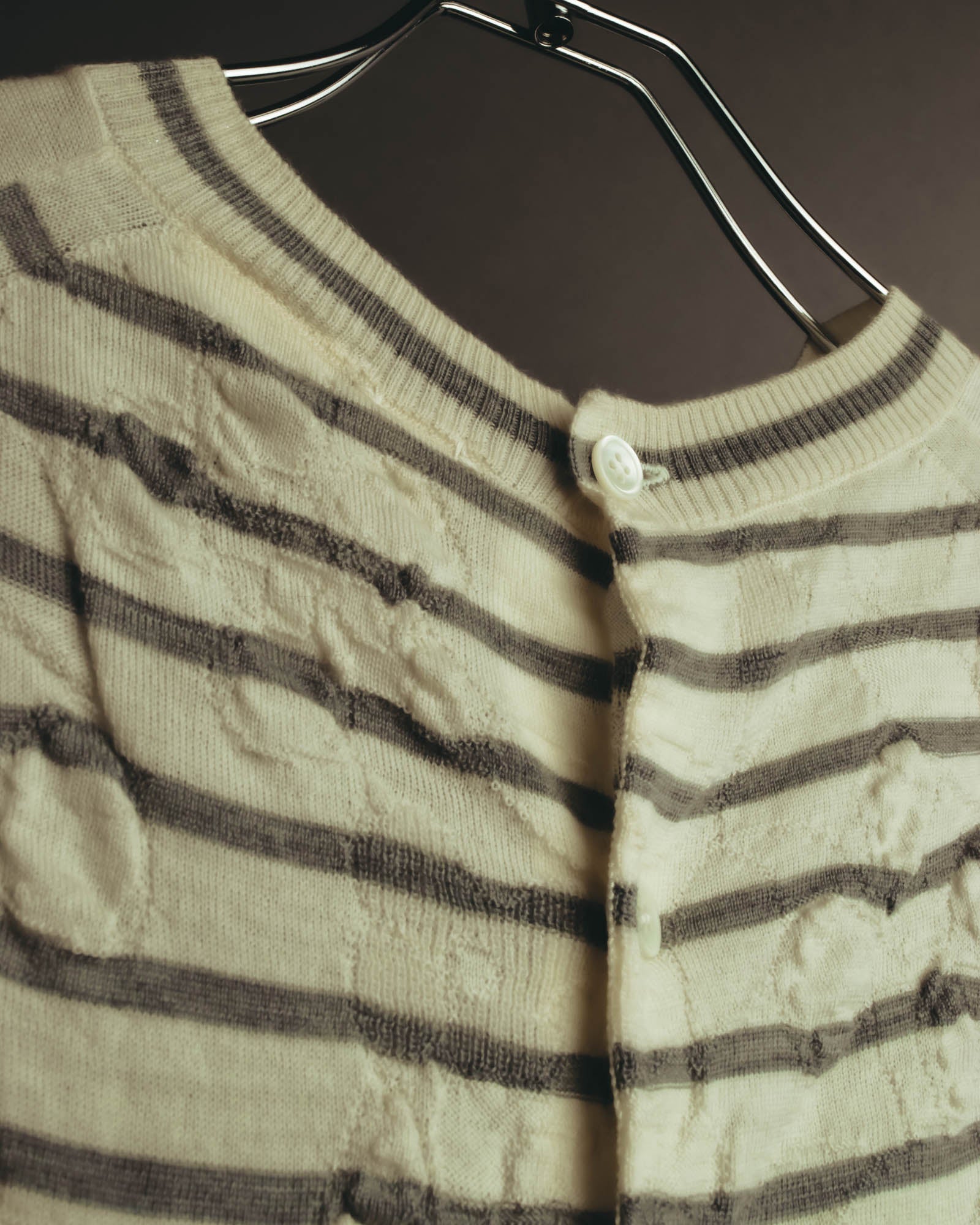 "tao COMME des GARÇONS" 10's Textured striped wool knit cardigan