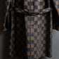 "FENDI" Pecan checkered belted mid length coat