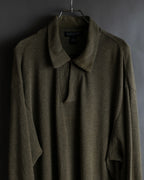 "Vintage herringbone long sleeve polo shirt"