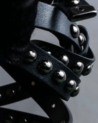 "Christian Dior" Silver stud detail narrow leather belt