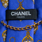 "CHANEL" Heart shaped gold parts pattern chain design neck tie