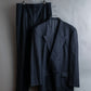 "YVES SAINT LAURENT" Peaked lapel double breasted tailored jacket ＆wide tapered slacks striped set up