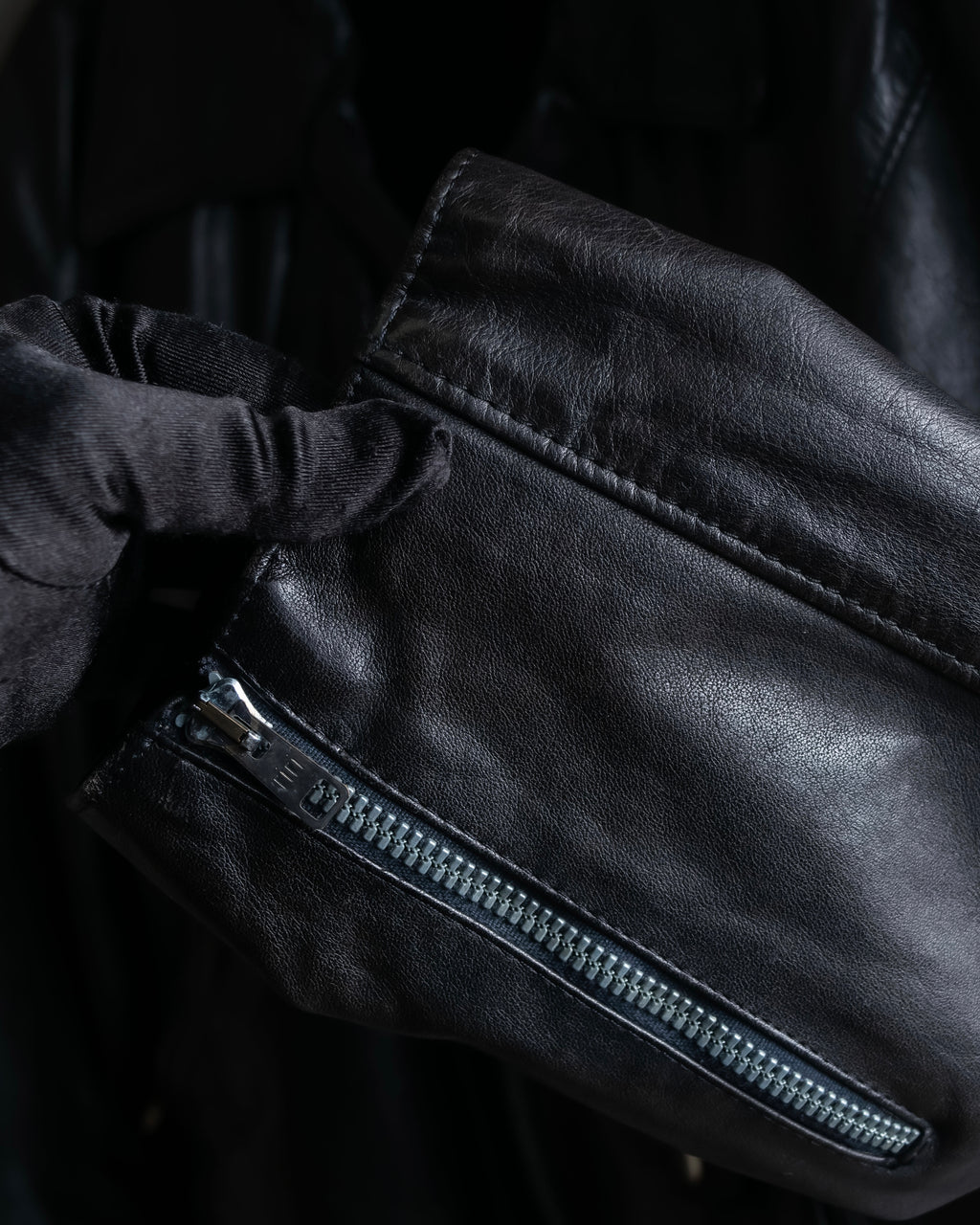 "MOSCHINO" Box silhouette leather double rider jacket