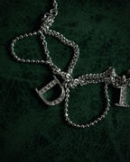 "Christian Dior" 00’s pavé letter charm multi chain bracelet
