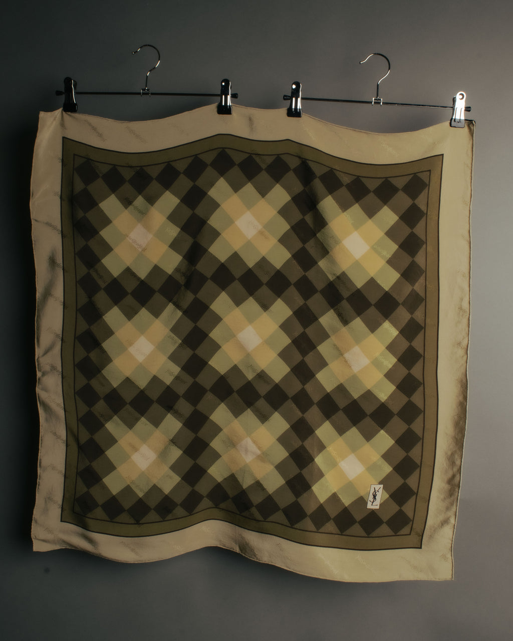 “Yves Saint Laurent” 80’s-90’s Sheer check silk scarf