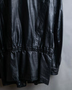 "Claude Montana" Drawcord detail stand-up collar leather blouson