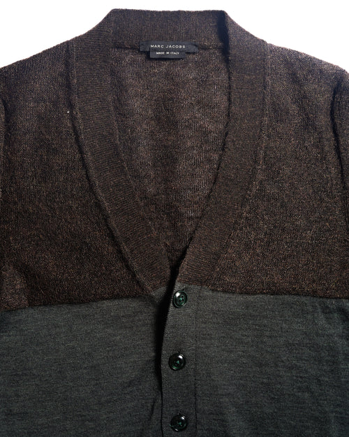 MARK JACOBS/ Mohair Blend Block Bicolor Knit Cardigan Brown × Dark Green