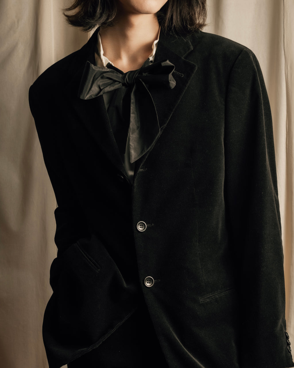 "ARMANI COLLEZIONI" Black corduroy relaxed set up